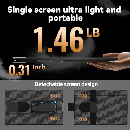 Laptop Screen Extender 15.6" 120% sRGB - FHD 1080P IPS Dual Laptop Monitor Extender with Detachable Screen, Second Monitor for 13"-17.3" Laptops, Plug-Play for Windows Mac Android Chrome - size: 15.5"