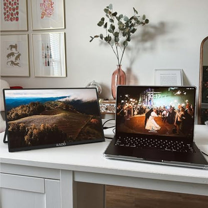 Kado Portable Monitor 15.6 Inch 1080p 100% sRGB Ultra-Slim Gaming Display | Laptop Monitor 1920x1080 180° Kickstand, Carrying Case for PC, Mac, Phone, Dex, Xbox, PS5, USB-C & HDMI Connectivity - size: 100% sRGB