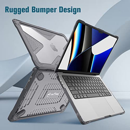 Fintie Case for MacBook Pro 14 Inch A3426 A3427 A3434 A3401 A3185 A3112 A2992 A2918 A2779 A2442 with M5 M4 M3 M2 M1 Chip (2021-2026) - Heavy Duty Rugged Hard Shell Cover, Gray - color: Gray