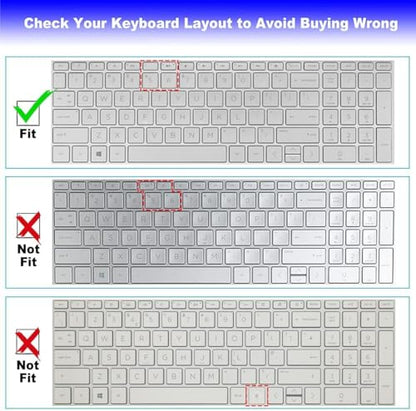 Large Letters Keyboard Cover for 15.6 HP Laptop 15-dw 15-dy 15-ef 15-da/db/bs 15-dy5033dx 15-dy2702dx 15-dy2073dx 15-dw0083wm 15-ef2126wm 15-da0033wm, Envy x360 15m-dr/ds 17-bs/bw, Pavilion 15-cs/cc - color: Black(Large Letters)