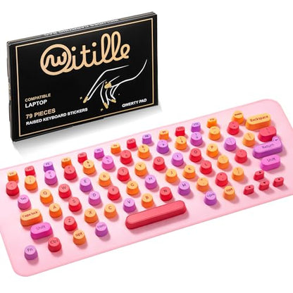 Keyboard Cover for Long Nails – Raised Silicone Sticker Keys with Removable Silicone Mat – Adapts to Most 13" to 15.6" Laptop Keyboards (PC & Mac) – Gift-Ready Design