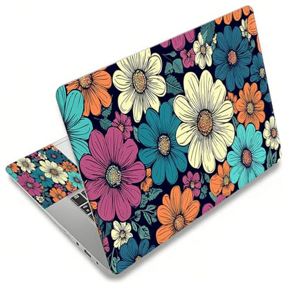 Laptop Skin Sticker Decal, Universal Reusable Vinyl Laptop Cover for 12" 13" 13.3" 14" 15" 15.4" 15.6" Notebook PC, Reusable Waterproof Scratch-Resistant with 2 Wrist Pads,Cute Art Flowers - color: Cute Art Flowers