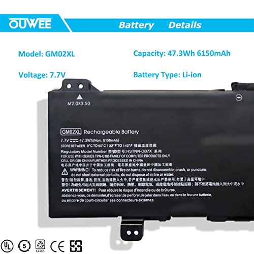 GM02XL 917725-855 Laptop Battery Compatible with HP Chromebook 14 G5 G6 Chromebook X360 11 G1 G6 EE Chromebook 11 G6 G7 EE Series Notebook HSTNN-DB7X 917679-271 HSTNN-UB7M 7.7V 47.3Wh 6150mAh - size: 9.84*3.74*0.39 inch GM02XL