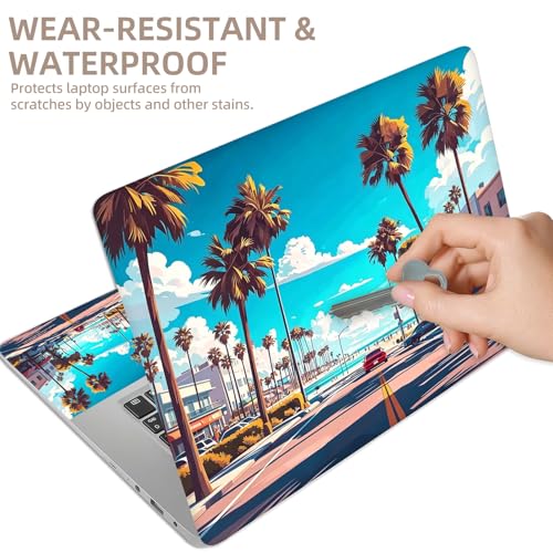 Universal Laptop Skin Sticker for 12/13/14/15.6 Inch Laptops, Reusable Vinyl Laptop Decal Cover, Waterproof Scratch Resistant Notebook Skin with 2 Wrist Pads,Summer Coconut Trees - color: Summer Coconut Trees