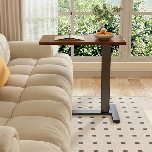 Overbed Bedside Table with Wheels Hospital Bedside Desk,Brown | Adjustable Hospital & Home Use Bed Table Rolling Laptop Table Mobile Standing Desk Rolling Computer Cart Over Bed Tray Table - color: Brown1, size: 27.6 inches