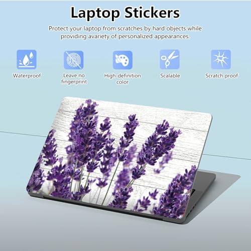 Universal Laptop Skin Sticker with 2 Wrist Pad Skins, Waterproof Scratch Resistant Vinyl Laptop Cover Decal, Cut to Fit for 11–15.6 Inch MacBook HP Dell Lenovo, Purple Lavender - color: Purple Lavender