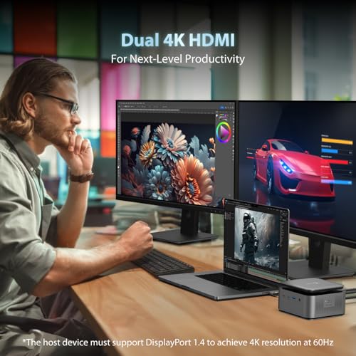 j5create Dual 4K Display Powerbase Docking Station with 145W Charging Power | 10Gbps Data Transfer, Card Slots, Ethernet, and Audio Port for Windows Laptop and MacBook (JCDP4140)