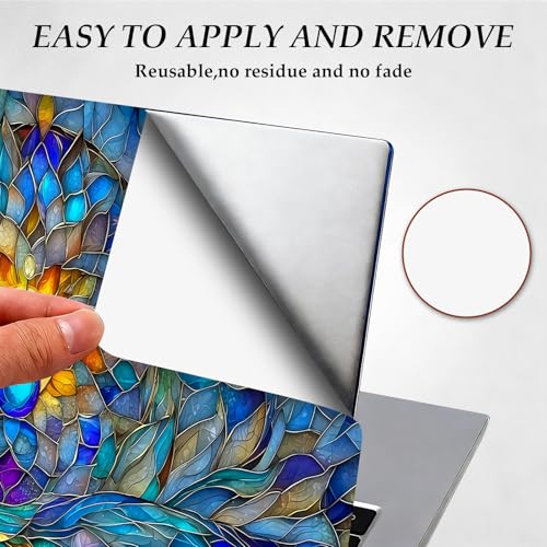 DEGDFSGR 12.1-15.6 Inch Universal Reusable Laptop Skin Sticker Decal, Waterproof Removable Protector for Notebook Cover, Scratch-Resistant Vinyl Cuttable Full Wrap Sticker, Blue Lotus Water Droplet - color: Blue Lotus Water Droplet