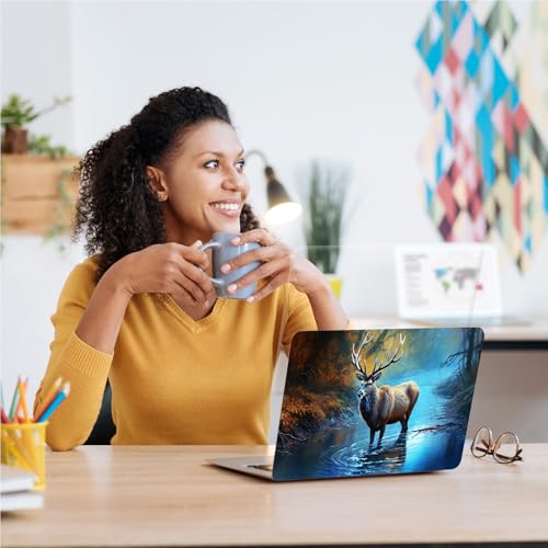 Universal Laptop Skin, DIY Cut-to-Fit Vinyl Cover Compatible with HP, Dell, Lenovo, Mac (13.3" to 15.6"), Anti-Scratch, No Residue & Bubble-Free Protective Decal Sticker, Elk River Forest Autumn - color: Elk River Forest Autumn