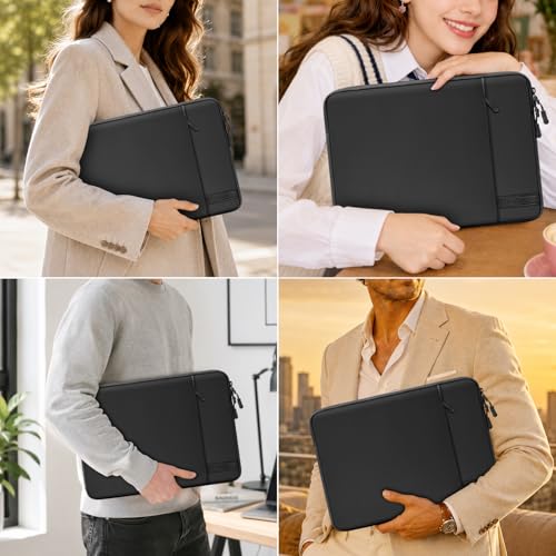 MOSISO Laptop Sleeve Compatible with MacBook Pro 14 inch M5 M4 M3 M2 M1 | 360 Degree Protective Portable Water Resistant Laptop Carrying Case Computer Bag with Vertical Pocket&Small Case, Black - color: Black, size: 14 inch