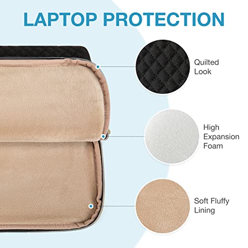 BAGSMART Laptop Sleeve 15-15.6 inch Case Protective Water-Resistant | Lightweight Laptop Bag for Women with Pocket and Handle, Compatible with MacBook, HP, Dell, Acer and Asus notebooks - color: Black, size: 15.6 Inch