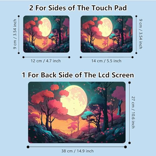 Universal Laptop Skin Sticker with 2 Wrist Pad Skins, Waterproof Scratch Resistant Vinyl Laptop Cover Decal, Cut to Fit for 11–15.6 Inch MacBook HP Dell Lenovo, Full Moon Forest - color: Full Moon Forest