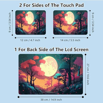 Universal Laptop Skin Sticker with 2 Wrist Pad Skins, Waterproof Scratch Resistant Vinyl Laptop Cover Decal, Cut to Fit for 11–15.6 Inch MacBook HP Dell Lenovo, Full Moon Forest - color: Full Moon Forest