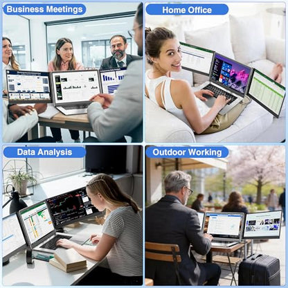 KEFEYA Laptop Screen Extender 15.6", FHD 1080P Portable Triple Monitor for Laptops 13-17.3", 0.16" Ultra-Thin Dual Laptop Monitor Extender for Windows/Mac/Dex/Chrome/Surface, Plug n Play - size: 15.6" Screen Extender