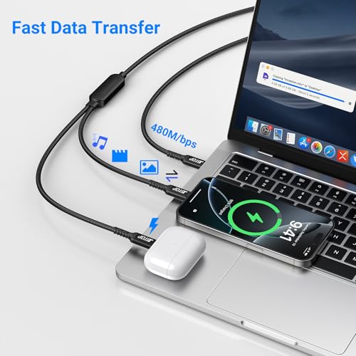 2-in-1 USB C to USB C Cable 140W,4ft Fast Charging Cable Compatible with iPhone 16/15 Series/MacBook Pro/Samsung Series and All USBC Device
