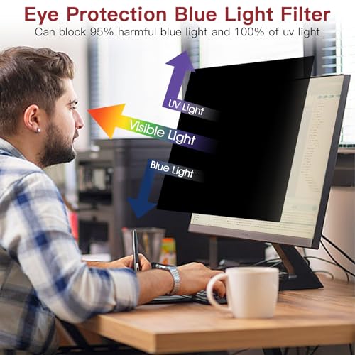 2 Pack 21.5 Inch Privacy Screen for Computer Monitor, Eye Protection Anti Glare Computer Screen Cover, Removable Anti-Scratch Computer Screen Privacy Shield for 21.5'' 16:9 Aspect Ratio Monitors - size: 2 PACK 21.5 Inch Privacy Screen (16:9）