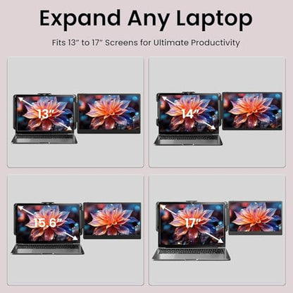 ROYY Laptop Screen Extender, 14" Portable Laptop Monitor FHD 1080P IPS, 180° Rotation Dual Screen, One Cable Plug & Play, Extra Compatible with Windows/Mac/Android/Switch/PS Fits 13"-17" Laptops - size: 14" Screen Extender