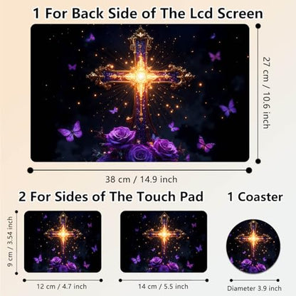 Laptop Skin Sticker Decal 15.6 Inch,12 13 13.3 14 15 15.6 in Laptop Netbook Skins for Notebook,Art Decal Removable Waterproof Scratch Resistant,Universal Vinyl Cover,Glitter Cross Flower - color: Glitter Cross Flower