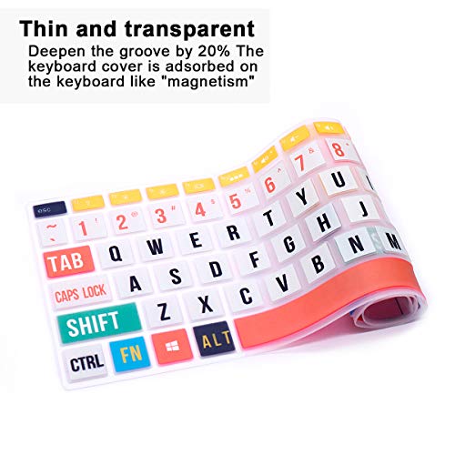 English Silicone Keyboard Cover for HP Envy x360 15.6''Series /2020 2019 Pavilion 15/Pavilion x360 15.6" Series/Envy 17 17.3" Series/Laptop 15t 17t 17-ca0011nr 17-by0040nr,Creative Rainbow Font - color: Z2-Creative Rainbow Font