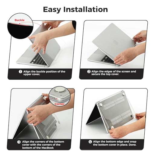 EooCoo Case Compatible with MacBook Air 13 inch M5 2026-2022 M4 M3 M2 A3449 A3240 A3113 A2681, Crystal Hard Shell Scratch Resistant Protective Cover for Mac Air 13.6 inch, Clear - color: Crystal Clear, size: Air 13.6-inch