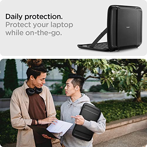 Spigen Rugged Armor Hard Shell Laptop Sleeve Pouch Compatible with 13-inch New MacBook Neo/Air M5 (2026), M4/A3240 2025, M3/A3113, M2/A2681 M1/A2337 A2179 A1932 M2/M1 A2338,13-14 inch laptops - Black - size: 14 Inch
