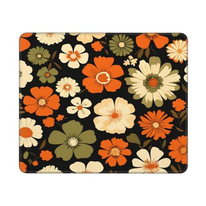 Retro Mid-Century Floral Gaming Computer Keyboard Cute Mouse Pad with Anti-fray Stitching, Premium-Textured Alfombrilla para Mouse with Non-Slip Rubber Base, 10 x 12 inch - color: Retro Mid-Century Floral