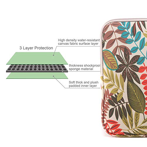 BSLVWG 10 Inch Laptop Sleeve Multi-Color & Size Choices Case/Water-Resistant Neoprene Notebook Computer Pocket Tablet Briefcase Carrying Bag/Pouch Skin Cover - color: Khaki Leaves, size: 10 inch