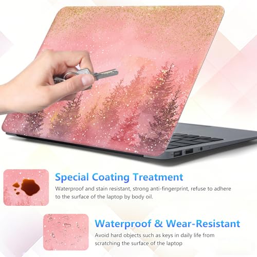 Laptop Skin Sticker Decal 15-15.6 Inch with Cute Mouse Pad, Universal Reusable Vinyl Sticker for 12.1 13 13.3 14 15.4 Inch Netbook and Notebook PC, Pink Gold Forest - color: Pink Gold Forest