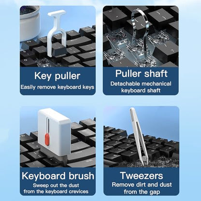 DAPOWER 32-in-1 Keyboard Cleaning Kit for MacBook Laptop Computer, Earbud Cleaner Kit for Airpod Earphones, Multi-Function PC Electronic Cleaner Kit for iPhone Cell Phone Camera (Black) - color: Black