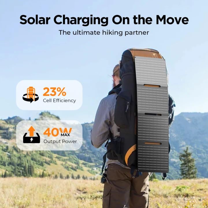SinKeu 300W/256Wh Portable Power Station with 40W Solar Panel | (80000mAh) Solar Generator with Panels Included, LiFePO4 Battery with USB DC AC Outlets for Home, RV, Hurricane, Camping - color: Sliver