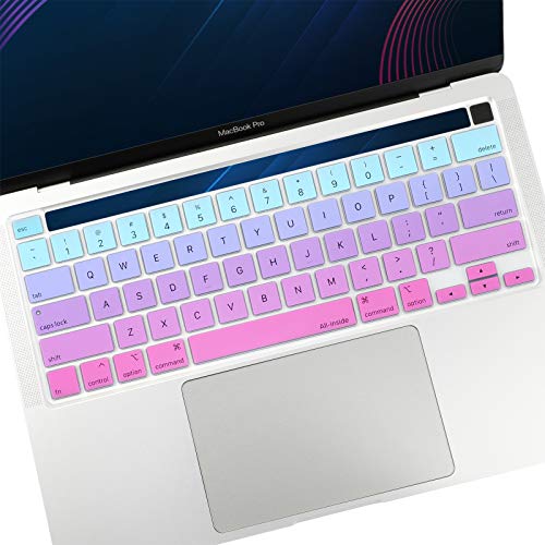Allinside Soft Silicone Keyboard Cover for MacBook Pro 13 inch (A2338 M1 A2251 A2289, 2020–2023) & MacBook Pro 16 inch (A2141, 2019–2020) with Touch Bar & Touch ID, US Layout, Ombre Blue Pink - color: 03 Ombre Blue Pink, size: 2019-2020 Macbook Pro 13/16