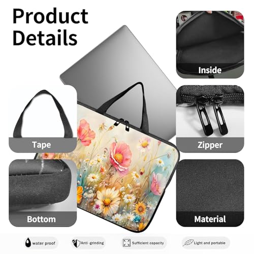 14" 15" Laptop Handle Bag Computer Bag,14.2" 15.4 inch Pouch Holder Notebook Sleeve Cover Compatible for Dell,Lenovo,Toshiba HP, Asus Notebook Messenger Briefcase-Colorful Flowers - color: Colorful Flowers