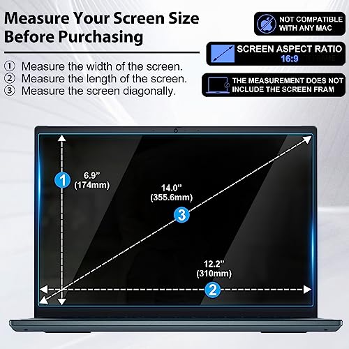 For HP Pavilion/Chromebook/Stream/ProBook/EliteBook 14 series 16:9 14″ | For HP 14-dy/dq/dk/cf/ek/fq,14m-dw/dy/dh, 14b-na/nb,c640/c645,EliteBookx360 1040 G7/G8 Tempered glass protective film - size: for 14" HP Laptops