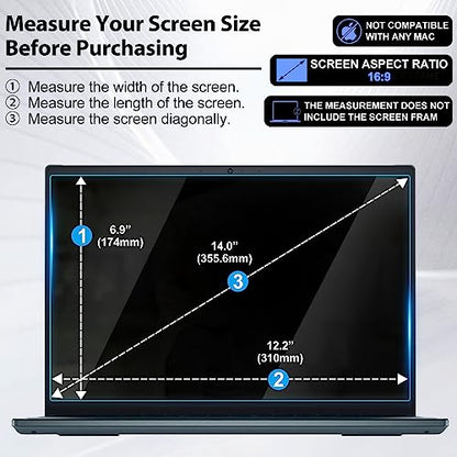 For HP Pavilion/Chromebook/Stream/ProBook/EliteBook 14 series 16:9 14″ | For HP 14-dy/dq/dk/cf/ek/fq,14m-dw/dy/dh, 14b-na/nb,c640/c645,EliteBookx360 1040 G7/G8 Tempered glass protective film - size: for 14" HP Laptops