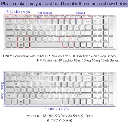 Cute Silicone Keyboard Cover for 15.6’’ HP Pavilion & HP Laptop 15-eg 15t-eg 15-eh 15-er Series, HP Laptop 17 17-cn 17-cp 17z-cp Series, Cute Bunny - color: Cute Bunny
