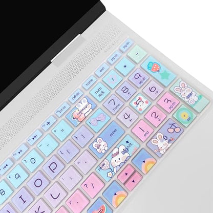 Keyboard Cover for HP Envy x360 15m-bp/bq /2020 2019 HP Pavilion 15/ HP Pavilion x360 15.6” Series/HP Envy 17 17.3" Series/HP Laptop 15t 17t 17-ca0011nr 17-by0040nr, Cute Bunny - color: Cute Bunny