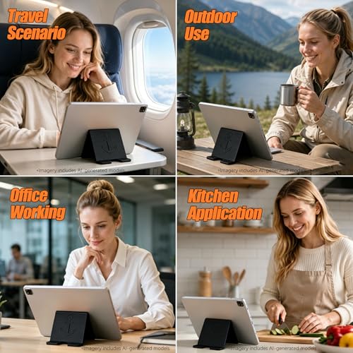 Portable Foldable Silicone Phone Laptop Pad Stand Black | Eazy to Use,Suitable for office home travel,phone laptop pad holder whitch anti-slip - color: Black