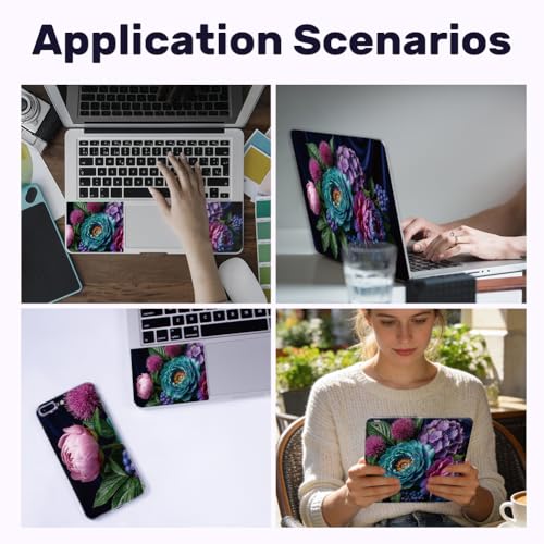 3pcs Laptop Decal Sticker Skin Cover 11.6" 12" 13" 13.3" 14" 15" 15.4" 15.6" inch Computer Vinyl Skin Stickers Waterproof Art Protector(Dark Flower Photography) - style: dark flowers