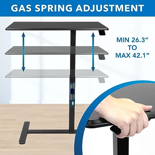 Mount-It! Overbed Table with Wheels, Adjustable Height Bedside Table for Hospital & Home, Over the Bed Laptop Desk, Rolling Hospital Bed Table for Eating, Working, or Recovery (Black)
