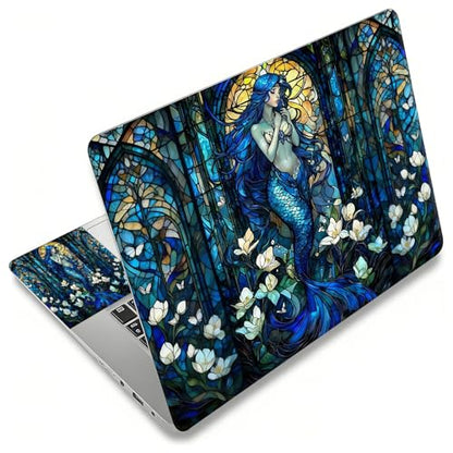 Laptop Skin Sticker Decal, Universal Reusable Vinyl Laptop Cover for 12" 13" 13.3" 14" 15" 15.4" 15.6" Notebook PC, Reusable Waterproof Scratch-Resistant with 2 Wrist Pads,Art Mermaid Girl - color: Art Mermaid Girl