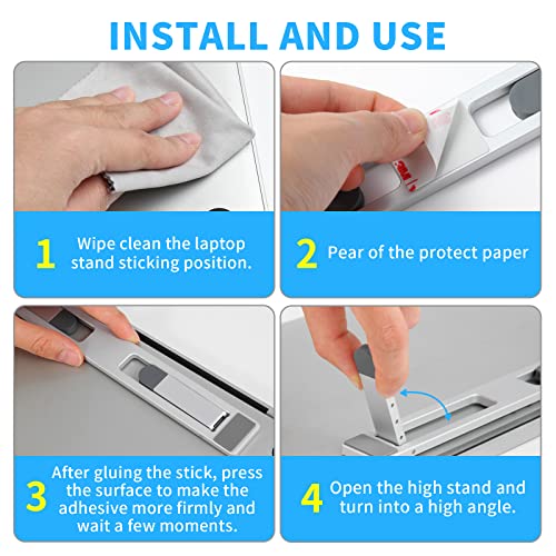 Riser for Desk,Pop up Laptop Stand,Adjustable Height Self-Adhesive Portable Laptop Stand with Feet, Extend Leg,Foldable Computer Stand for 10”-17” Models MacBook Air, Keyboard etc.