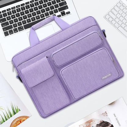 MOSISO Laptop Shoulder Bag 16 inch, 15-15.6 inch Computer Bag | Compatible with MacBook Pro 16 inch, HP, Dell, Lenovo with 2 Raised&1 Flapover&1 Horizontal Pocket&Handle&Belt, Purple - color: Purple, size: 16 inch
