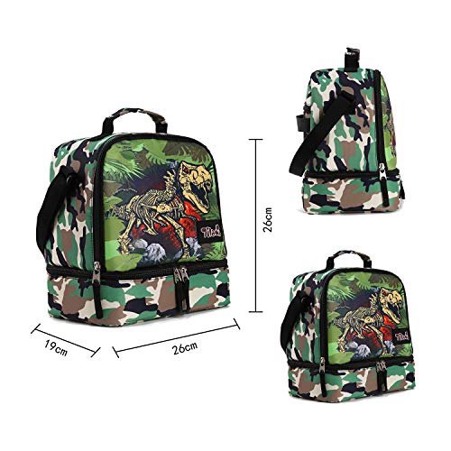 Tilami Rolling Backpack 19 inch with Lunch Bag Wheeled Laptop Backpack, Dinosaur Camouflage - color: Dinosaur Camouflage