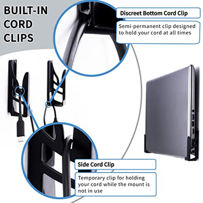 Dockem Koala Wall Mount 2XL: Damage-Free or Screw-in Universal Dock for Laptops, or Tablets and Smartphones with Thicker Cases (Black)
