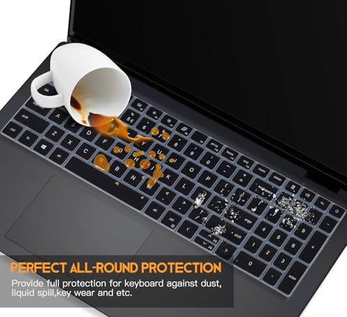 Keyboard Cover for 2026 2025 Dell 15 Laptop DC15250 DC15255 15.6, Dell Inspiron 15 3510 3511 3515 3520 3525 3530 3535 5510 5515 5518 15.6", Inspiron 16 5640 5645, 15.6 Dell Latitude 3520 Skin -Black - color: Black