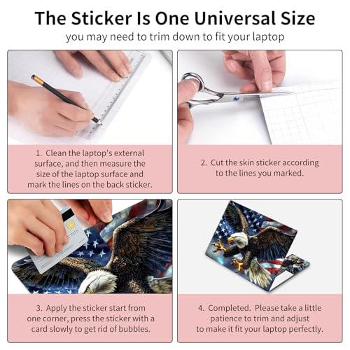 15.6 Inch Laptop Skin Sticker, Reusable Vinyl Cover Protector with 2 Wrist Pad Skins, Removable Waterproof Scratch-Resistant for 12-15.6 Inch Laptop Notebook,Eagle American Flag - color: Eagle American Flag
