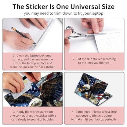 15.6 Inch Laptop Skin Sticker, Reusable Vinyl Cover Protector with 2 Wrist Pad Skins, Removable Waterproof Scratch-Resistant for 12-15.6 Inch Laptop Notebook,Eagle American Flag - color: Eagle American Flag