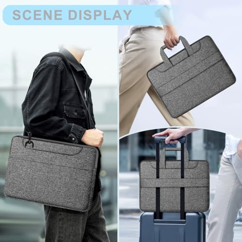 Laptop Case 15.6 inch Shoulder Bag, Durable Shockproof Protective Computer Carrying Briefcase with Multi-Pockets and Strap Compatible with Most 15.6 inch Notebooks,Dark gray - color: Dark Gray, size: 15.6"