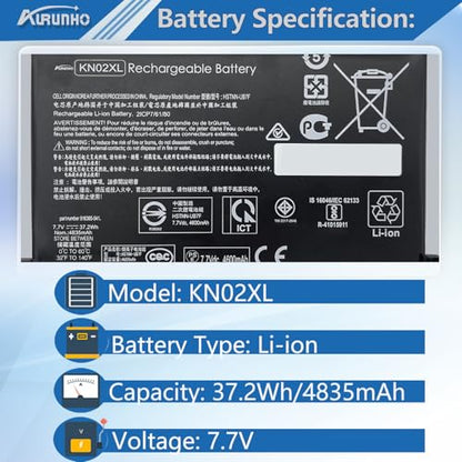 KN02XL 37.2Wh Laptop Battery Replacement for HP Pavilion x360 11-ad 11-ad022tu 11-ad009tu 11-ad035tu 11-ad023TU Pavilion x360 11m-ad 11m-ad000 11m-ad113dx 11m-ad013dx 11M-AD013DX Series 7.7V