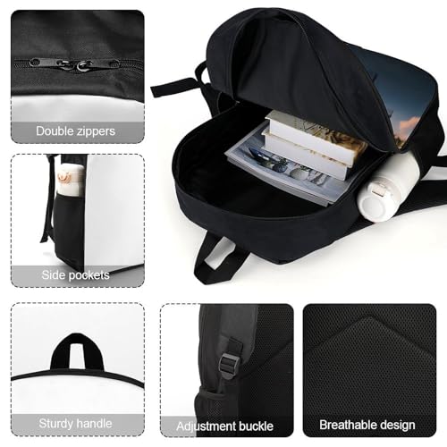17-Inch Laptop Backpack Water-Resistant Dutch Windmill Daypack with Shoulder Strap Lightweight Casual Rucksack for Travel Commuter Hiking Outdoor Activities 20l Black